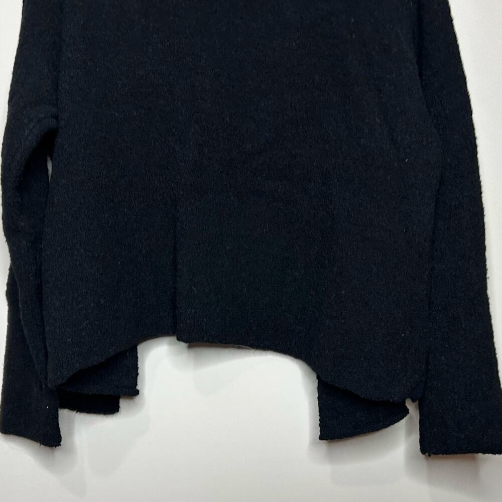 Eileen Fisher Black Waterfall Open Cardigan Sweater Size L Wool Blend Nubby Knit - Picture 7 of 8